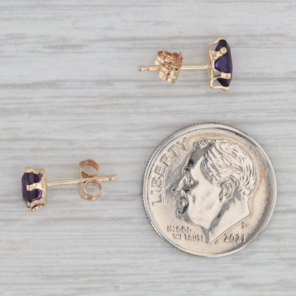 Gray 0.40ctw Amethyst Stud Earrings 14k Yellow Gold Marquise Solitaire Studs