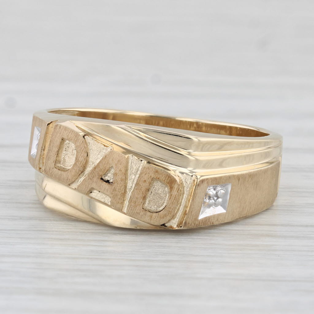 Light Gray DAD Ring 10k Yellow Gold Size 10 Diamond Accents Gift Keepsake