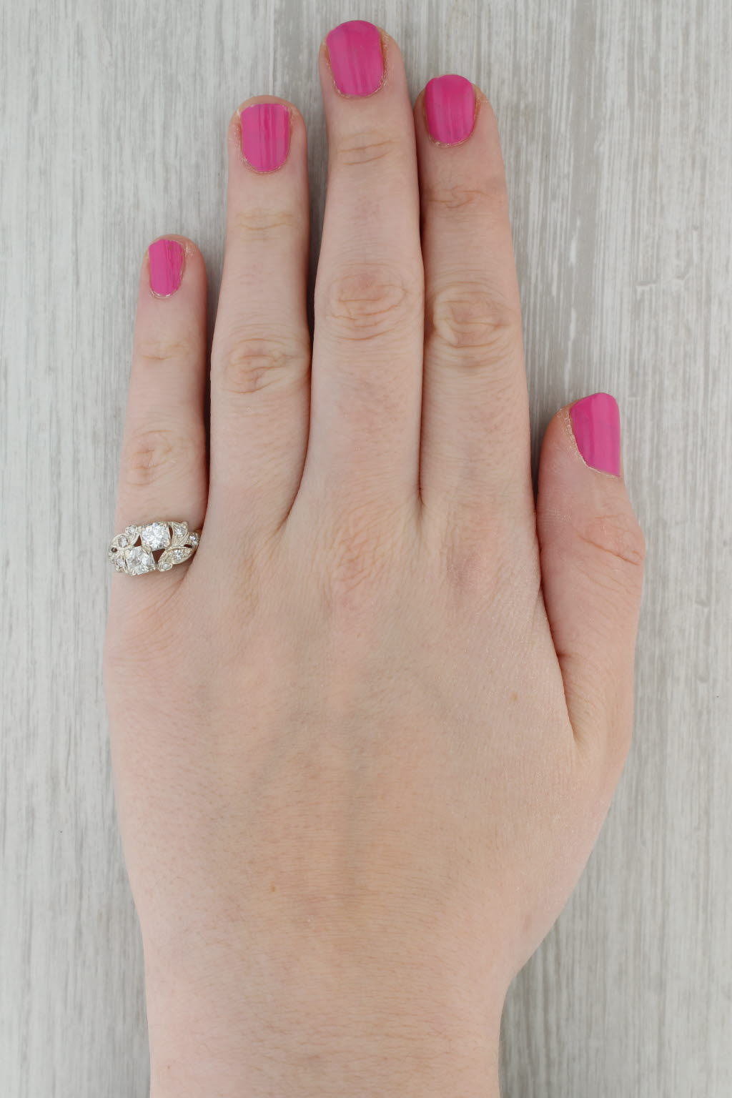 Dark Gray Vintage 0.81ctw Diamond Ring 14k White Yellow Gold Size 6.5