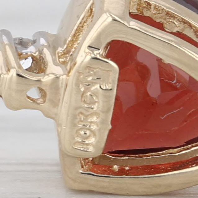 1.50ctw Garnet Diamond Pendant 10k Yellow Gold Small Drop