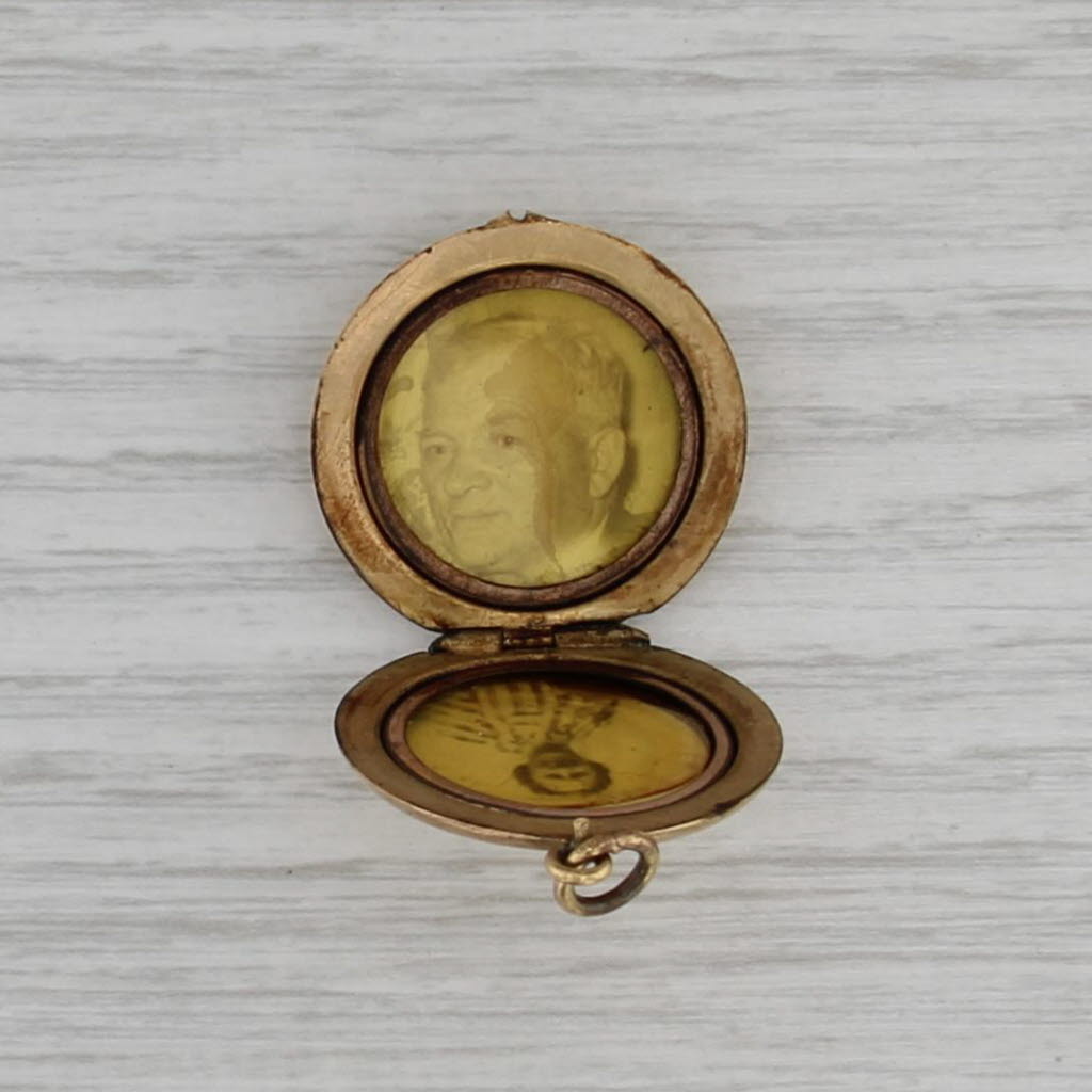 Ornate Vintage Locket Pendant Gold Filled Faux Pearl Engraved Fob Charm