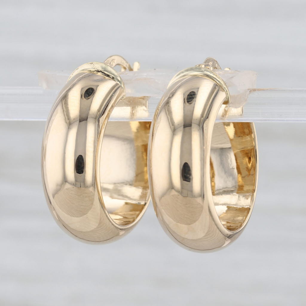 Round Hoop Earrings 18k Yellow Gold Snap Top Hoops