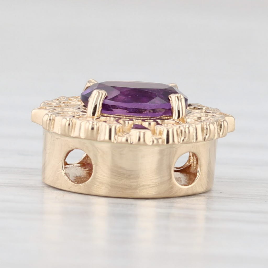 Light Gray 0.67ct Amethyst Solitaire Slide Bracelet Charm 14k Yellow Gold Richard Glatter