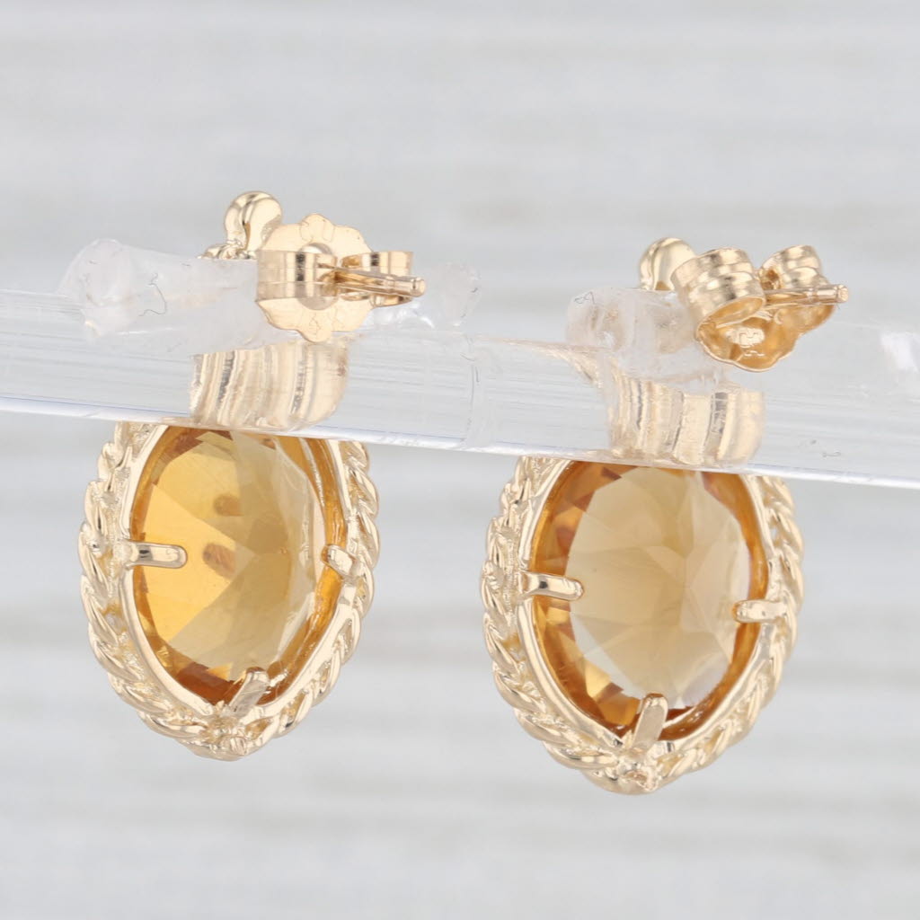 Light Gray 3.40ctw Oval Orange Citrine Dangle Earrings 14k Yellow Gold Solitaire Drops