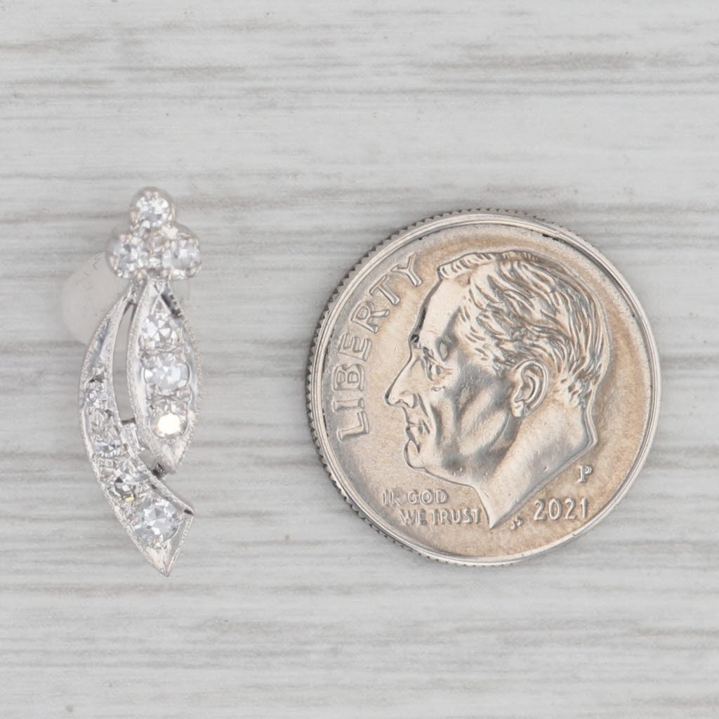 Gray Vintage 0.18ctw Diamond Journey Pendant 14k White Gold Small Drop