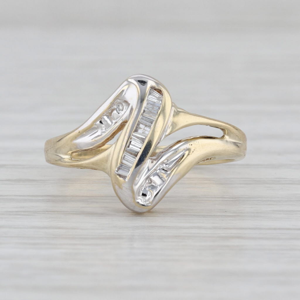 Diamond Bypass Ring 10k Yellow Gold Size 5.5
