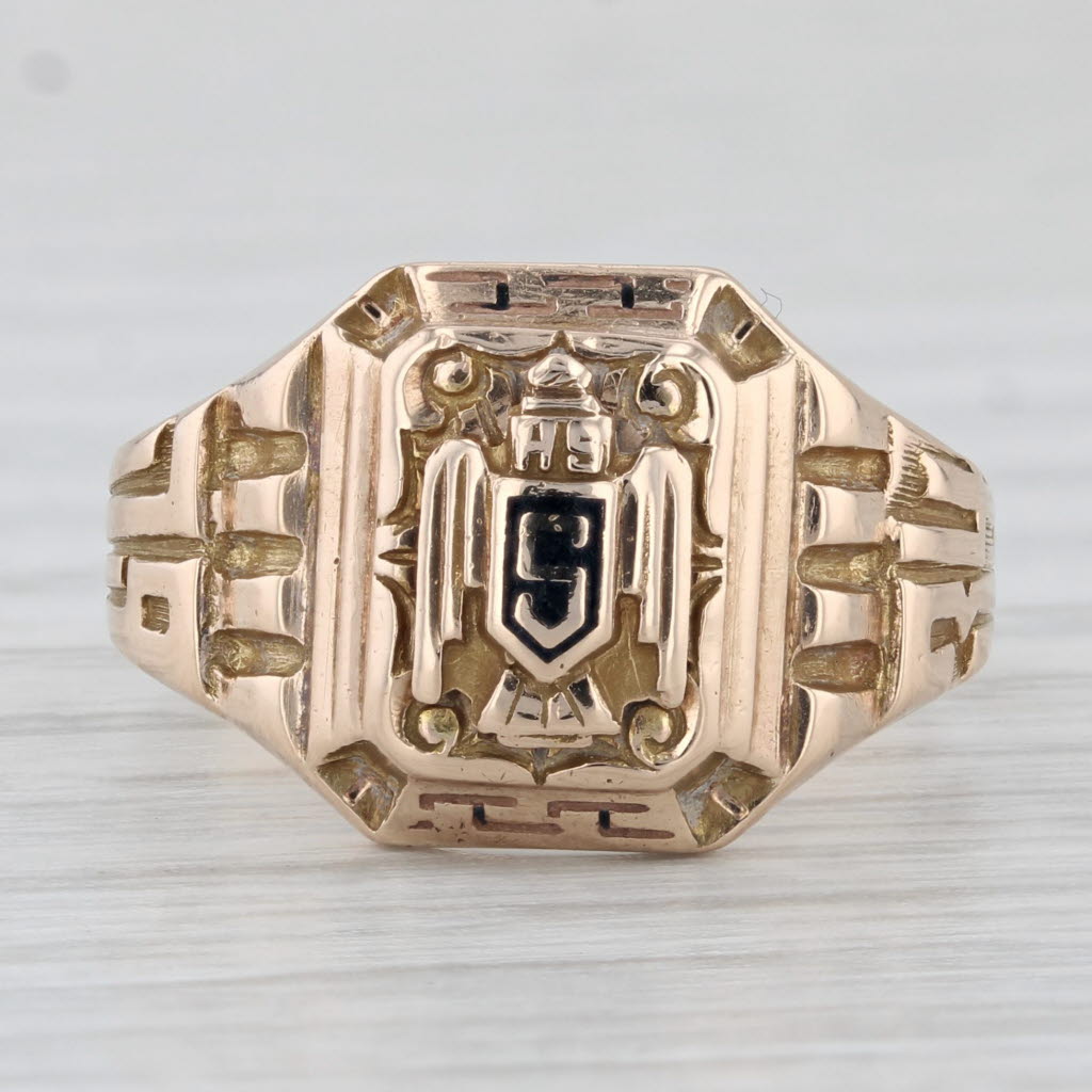 Light Gray Vintage Class Ring 1934 Signet 10k Yellow Gold Size 6.5