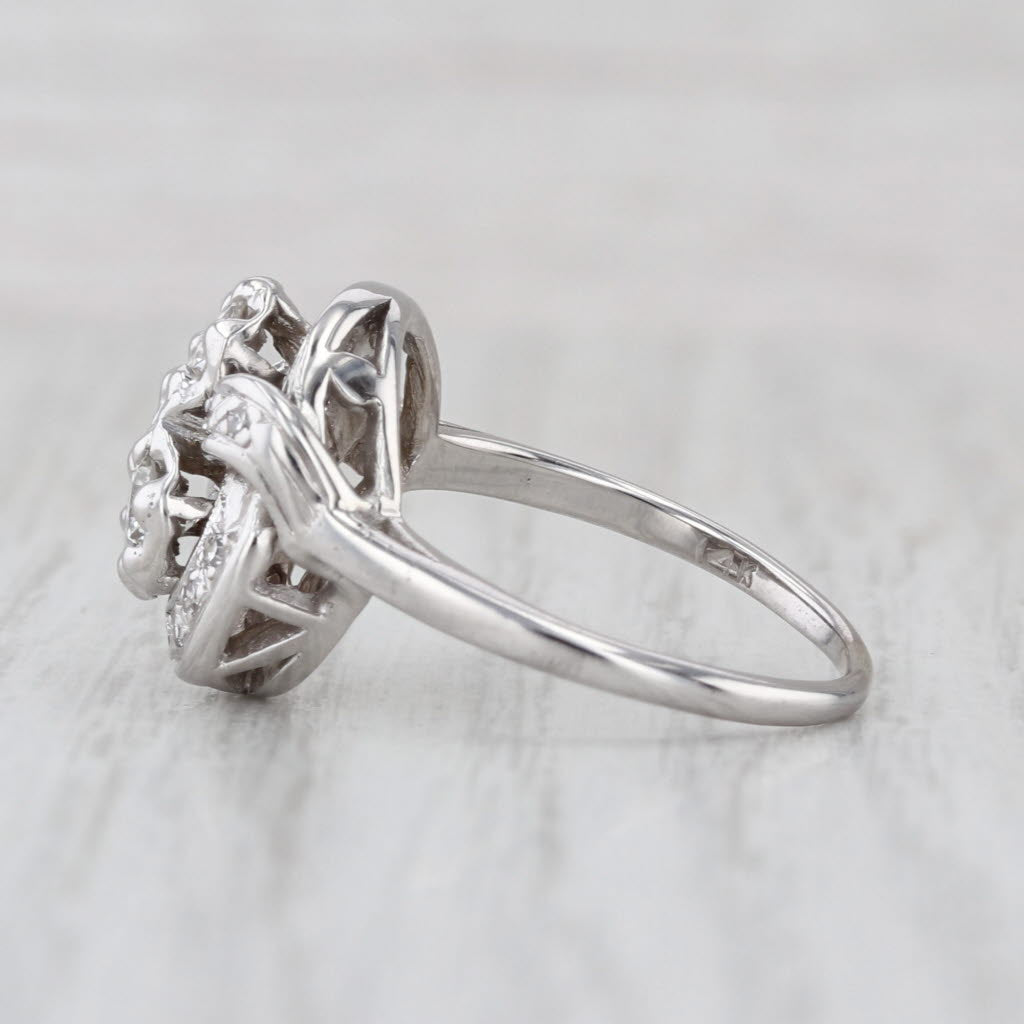 Vintage 0.62ctw Diamond Note Ring 14k White Gold Size 7