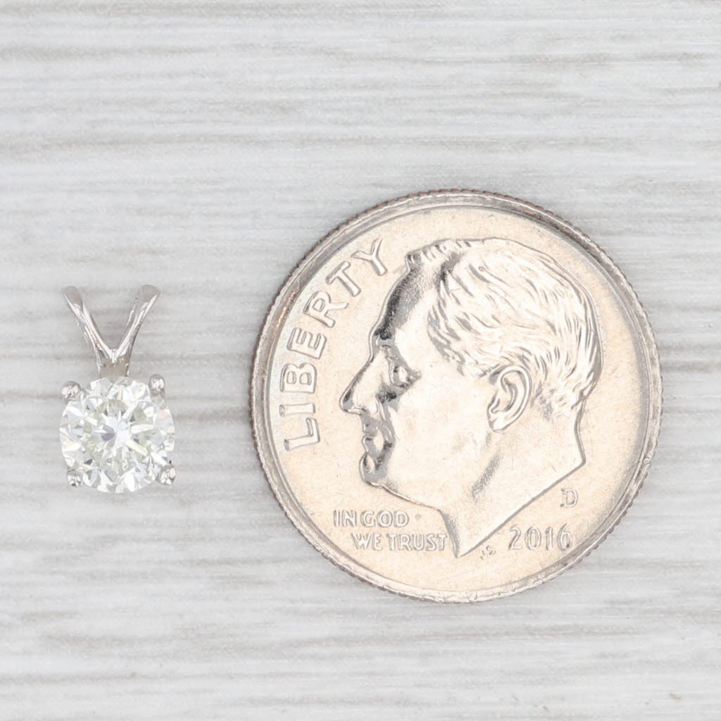 Light Gray New 0.47ct Round Solitaire Small Drop Pendant 14k White Gold