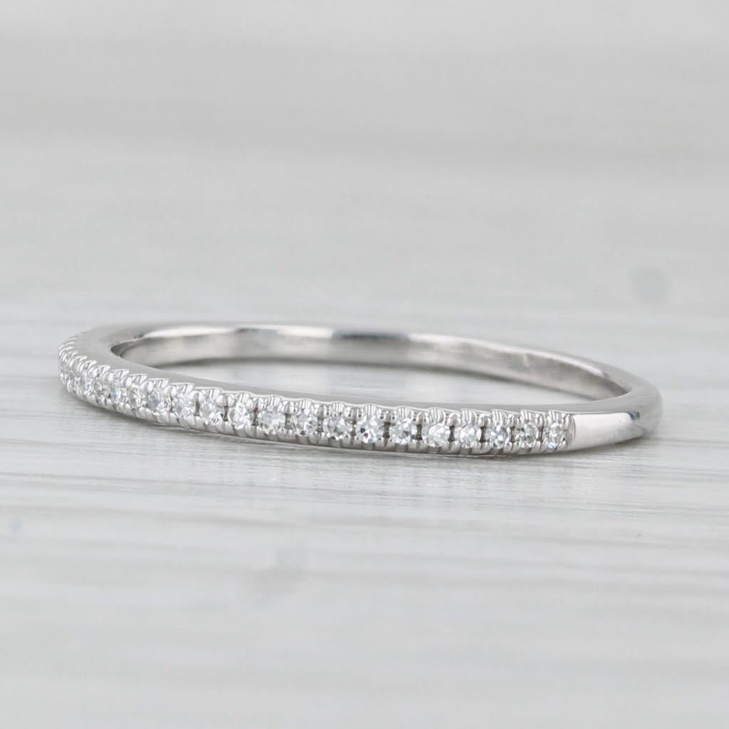 Light Gray 0.10ctw Diamond Wedding Ring 14k White Gold Size 5.75 Stackable Anniversary Band