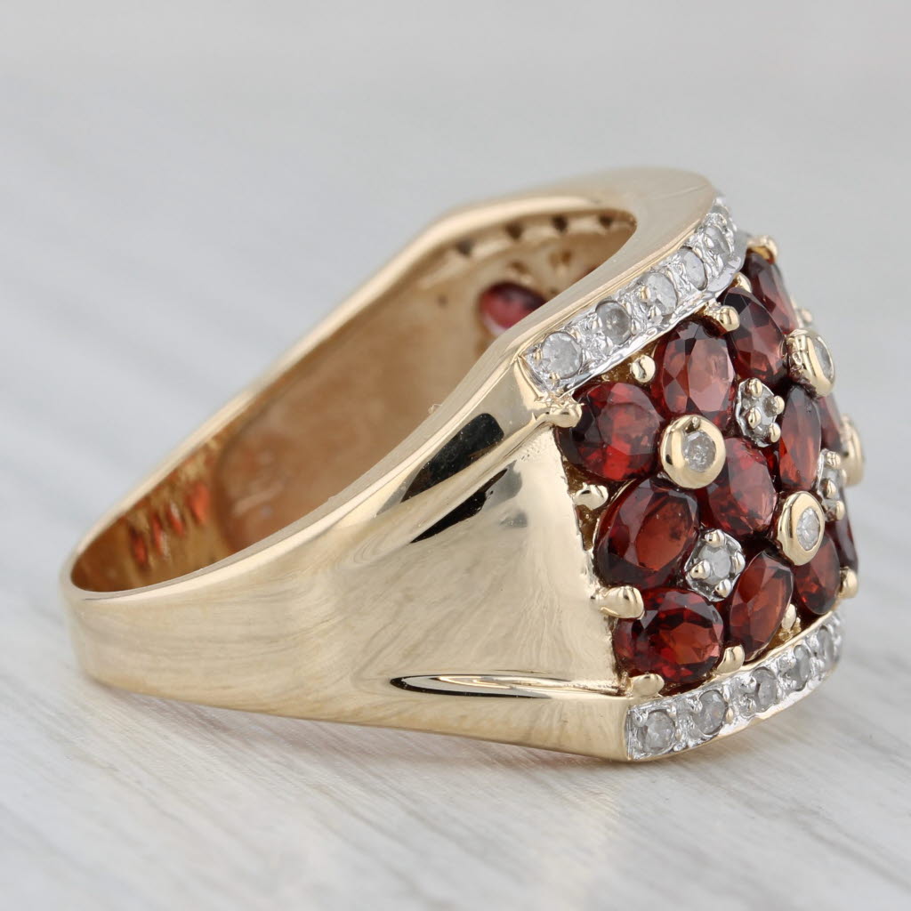 Gray 4.94ctw Garnet Diamond Cluster Ring 10k Yellow Gold Size 10 Cocktail