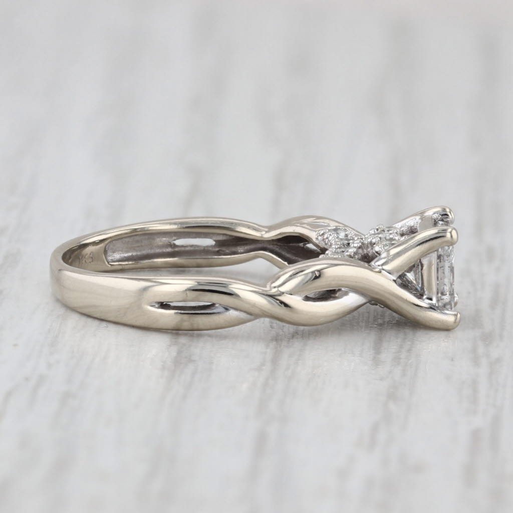 0.88ctw Princess Diamond Engagement Ring 14k White Gold Size 5.25