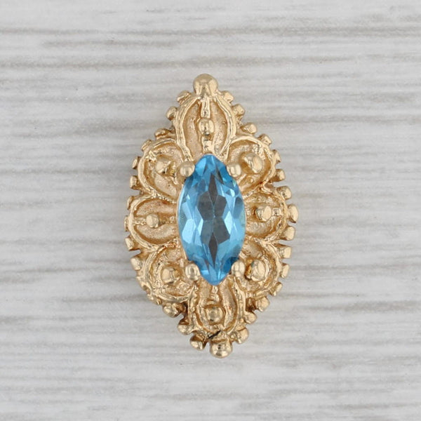 Gray Richard Klein 0.65ct Marquise Blue Topaz Slide Bracelet Charm 10k Yellow Gold