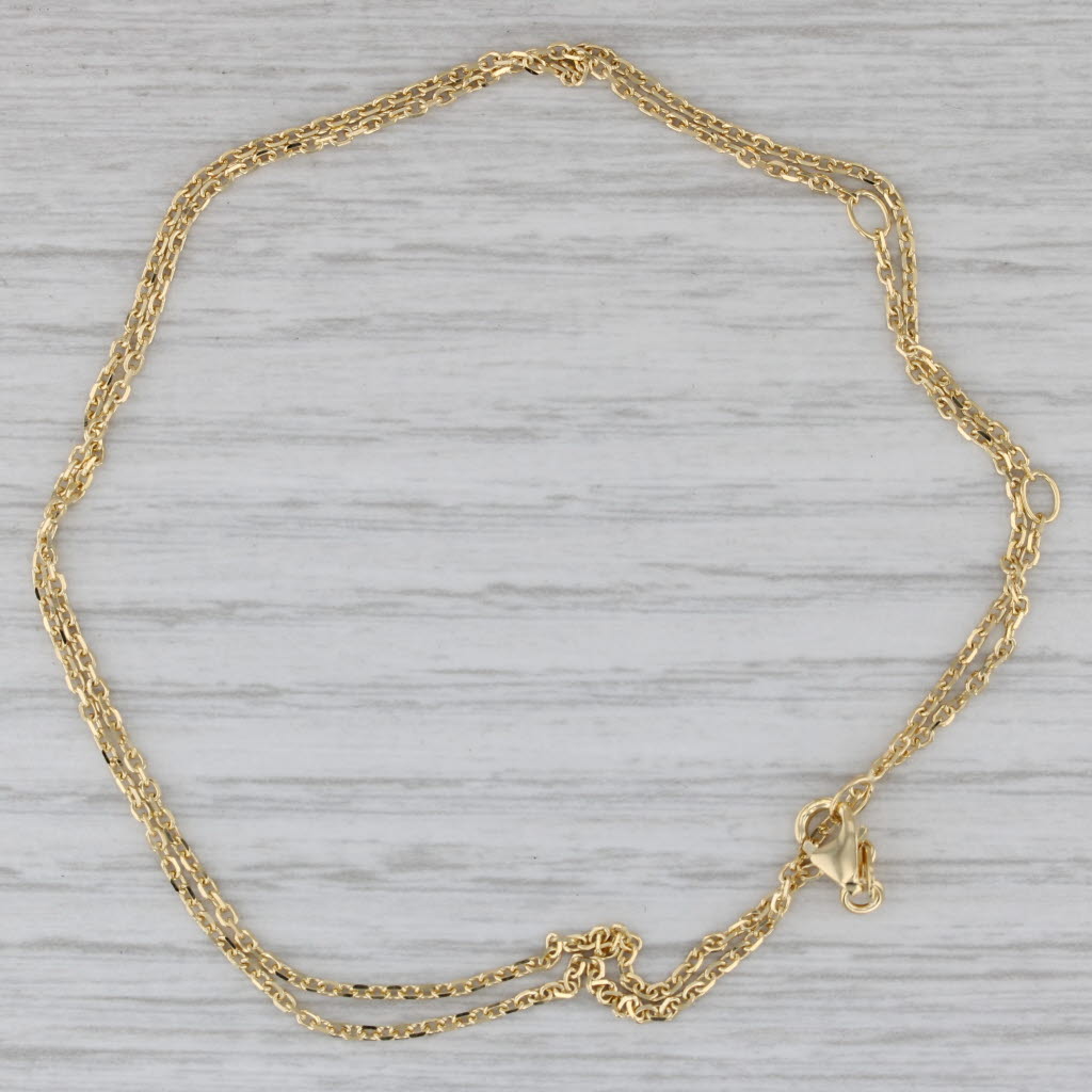 Gray New Cable Chain Necklace 14k Yellow Gold 1.3mm Adjustable 16" 17" 18"