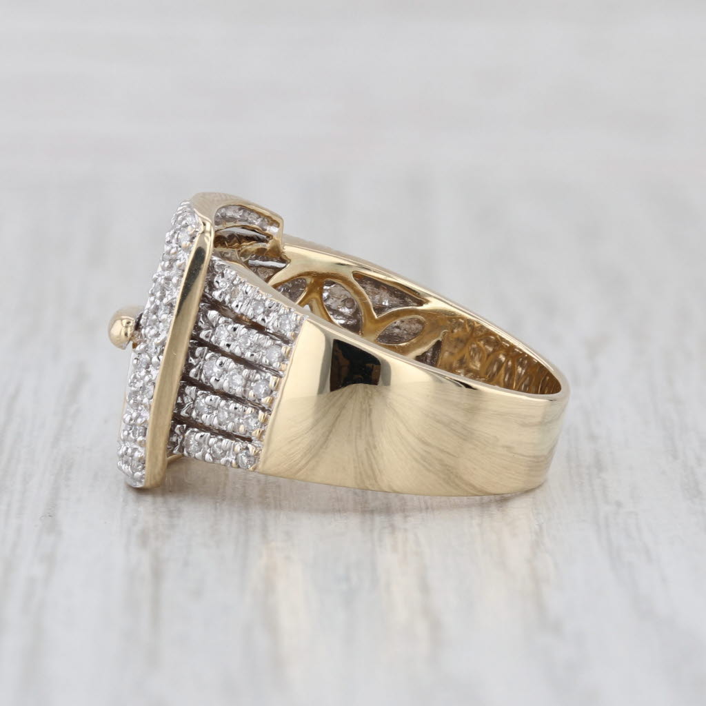 0.57ctw Diamond Multiband Buckle Ring 14k Yellow Gold Size 8.25 Cocktail