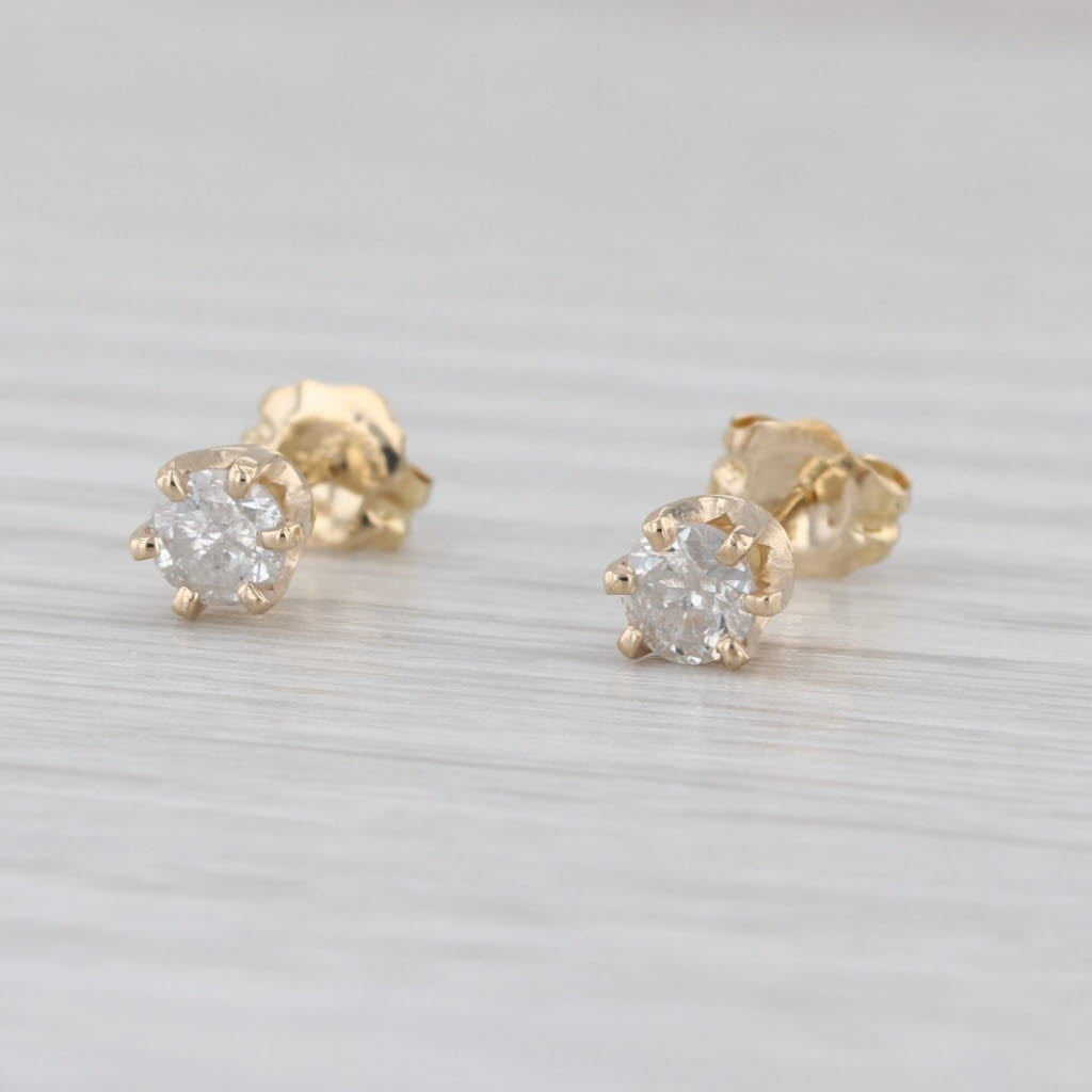 0.38ctw Round Diamond Stud Earrings 14k Yellow Gold Solitaire Studs