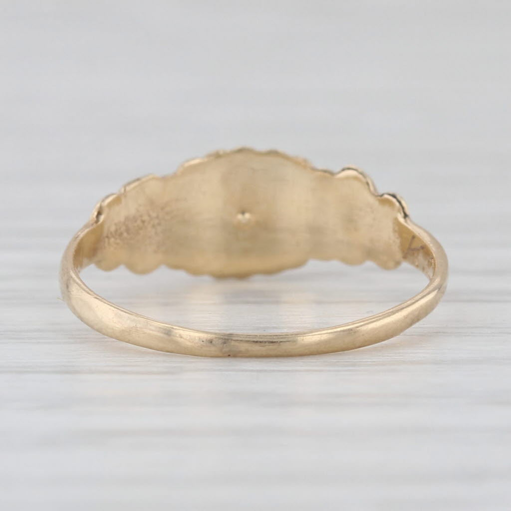 Antique Blue Glass Ring 10k Yellow Gold Size 3.75 Imitation Sapphire