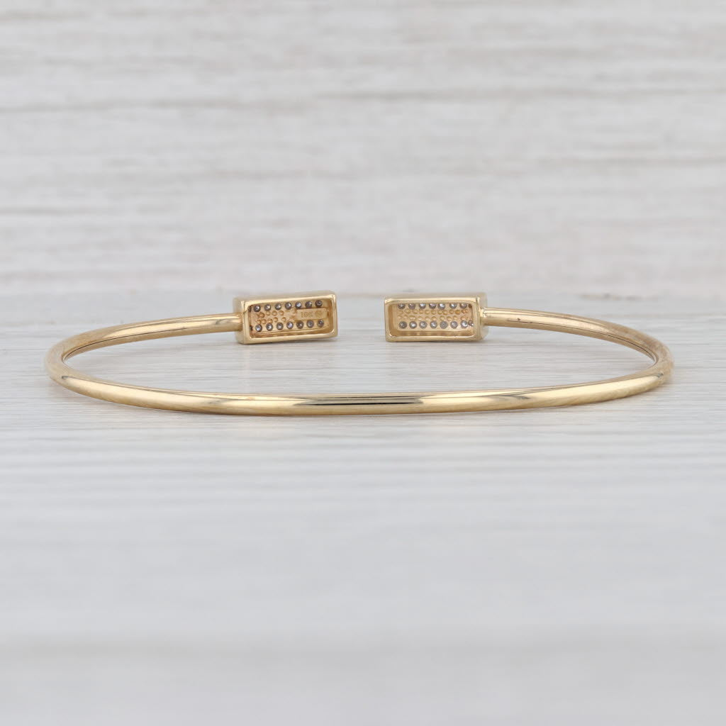 0.15ctw Diamond Cuff Bangle Bracelet 10k Yellow Gold 6.5" Adjustable