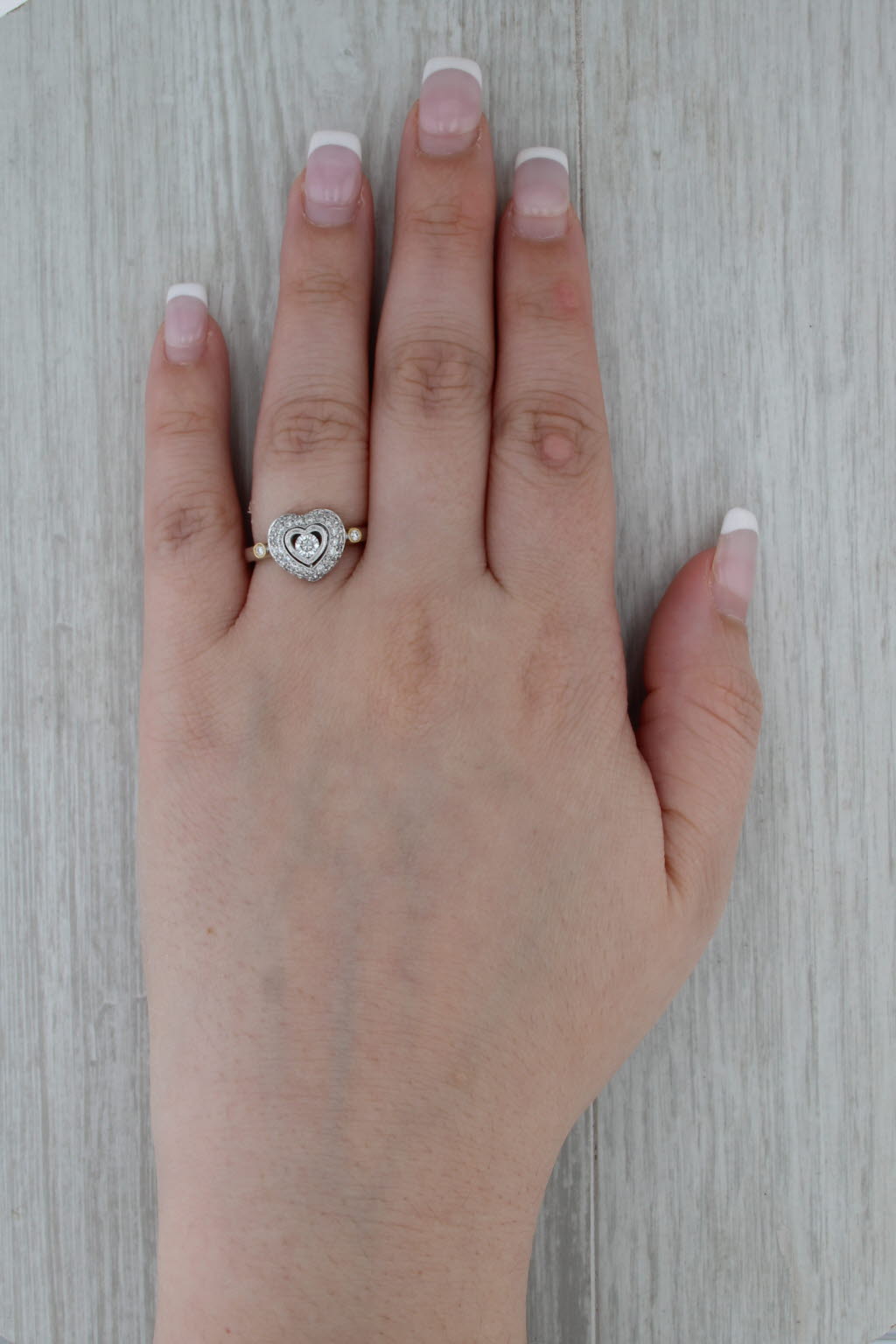 0.60ctw Diamond Heart Halo Ring 18k White Gold Size 7 Engagement
