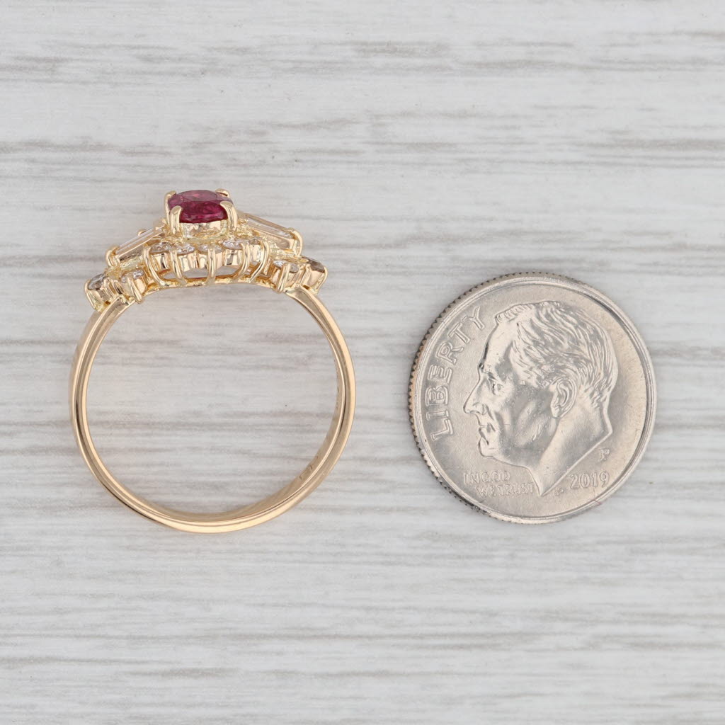 Gray 1.19ctw Oval Ruby Diamond Ring 18k Yellow Gold Size 7.5