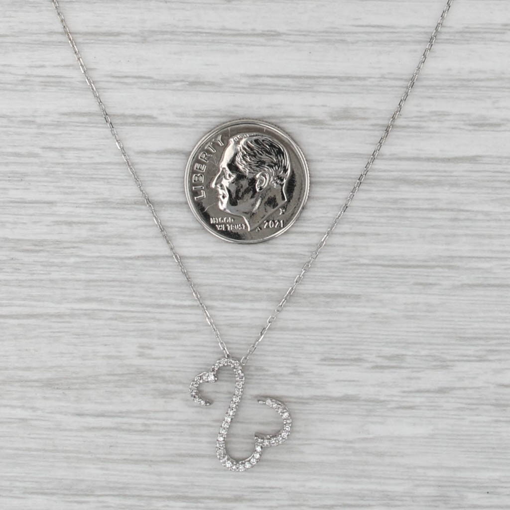 0.10ctw Diamond Jane Seymour Open Heart Pendant Necklace 14k White Gold 18-20"