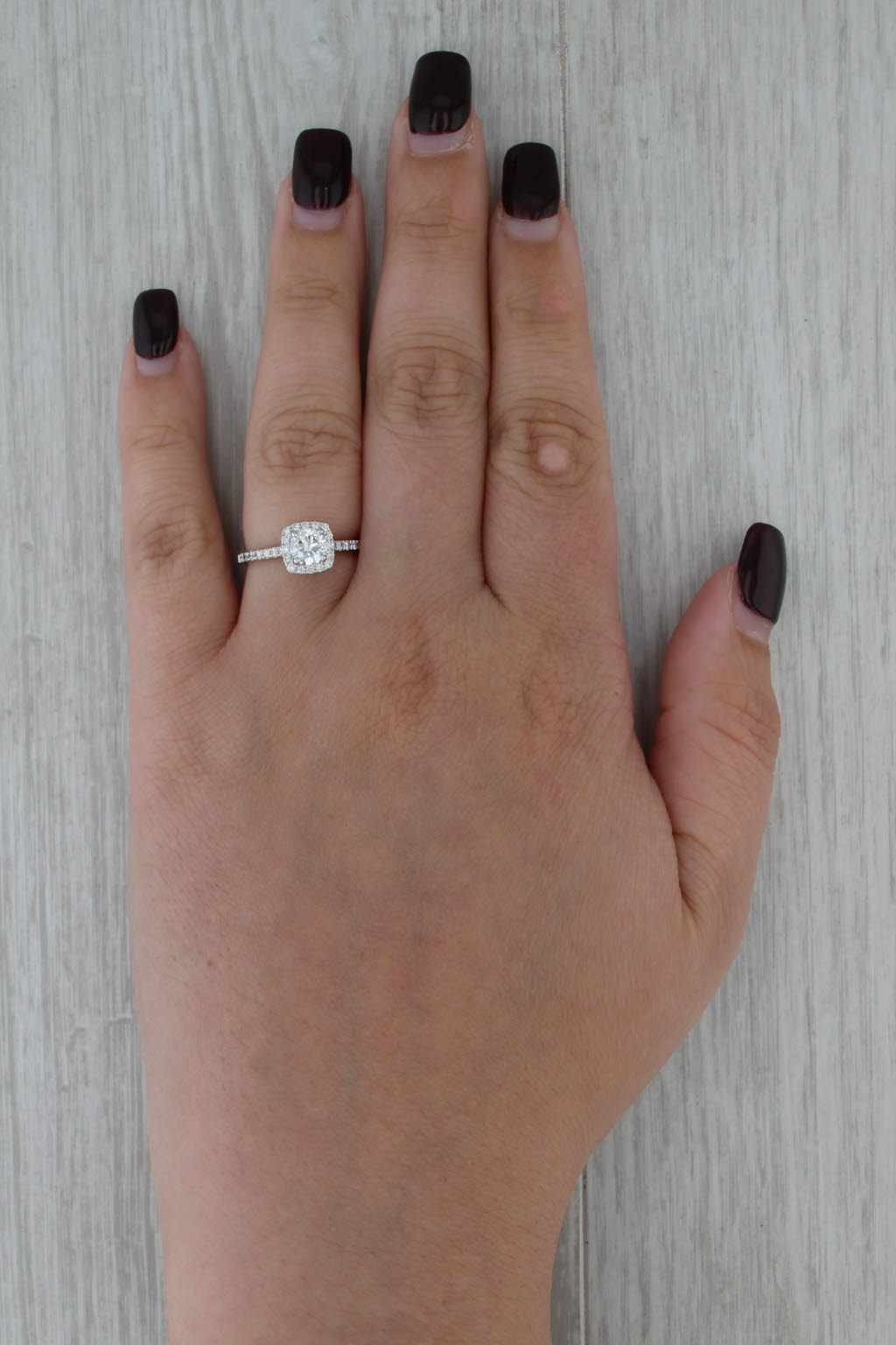 0.60ctw Round Diamond Halo Engagement Ring 14k White Gold Size 6.5