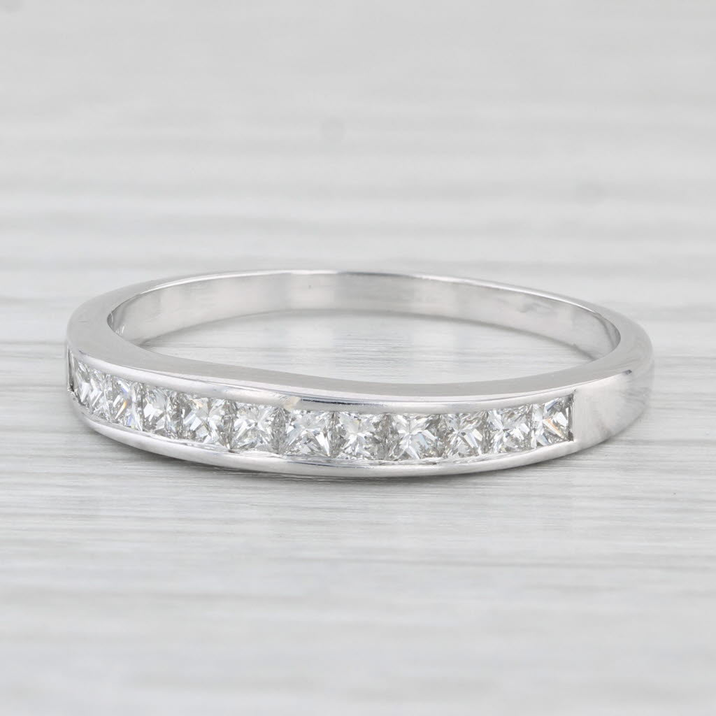 Light Gray 0.70ctw Diamond Channel Set Wedding Band 10k White Gold Size 9.5 Stackable