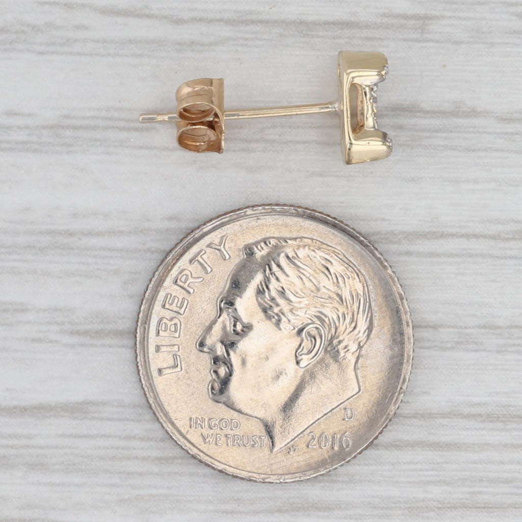 Gray Single 0.10ctw Diamond Stud Earring 10k Yellow Gold
