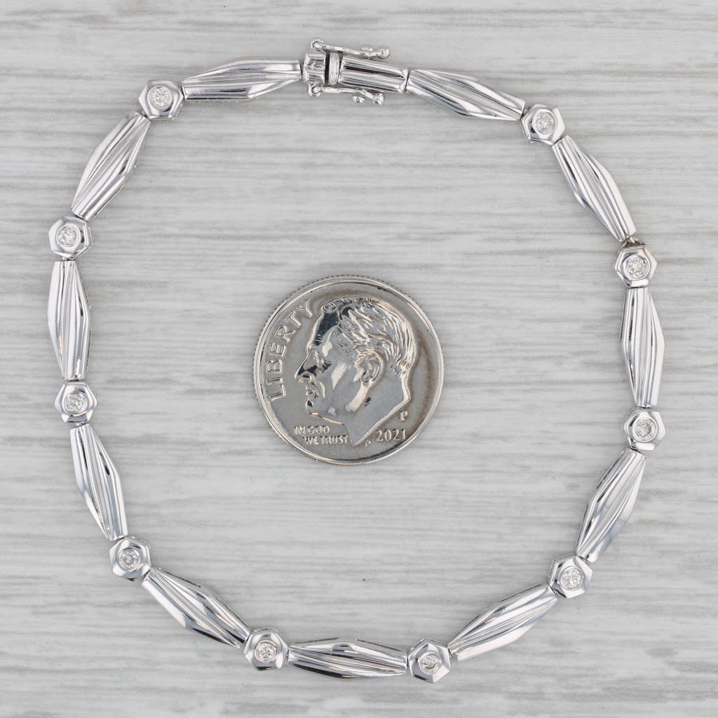 Gray 0.20ctw Diamond Bracelet 18k White Gold 6.75" 4.2mm