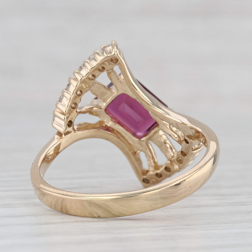1.73ctw Rhodolite Garnet Diamond Bypass Ring 14k Yellow Gold Size 9.75