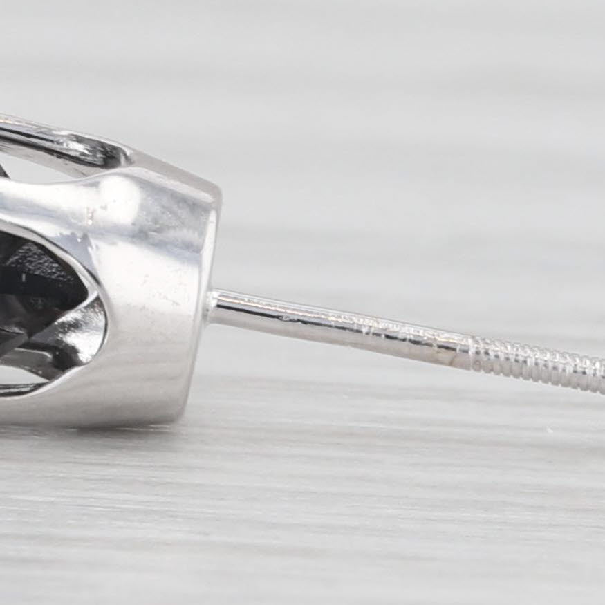 Light Gray 1.84ctw Black Diamond Stud Earrings 14k White Gold Round Solitaire Studs