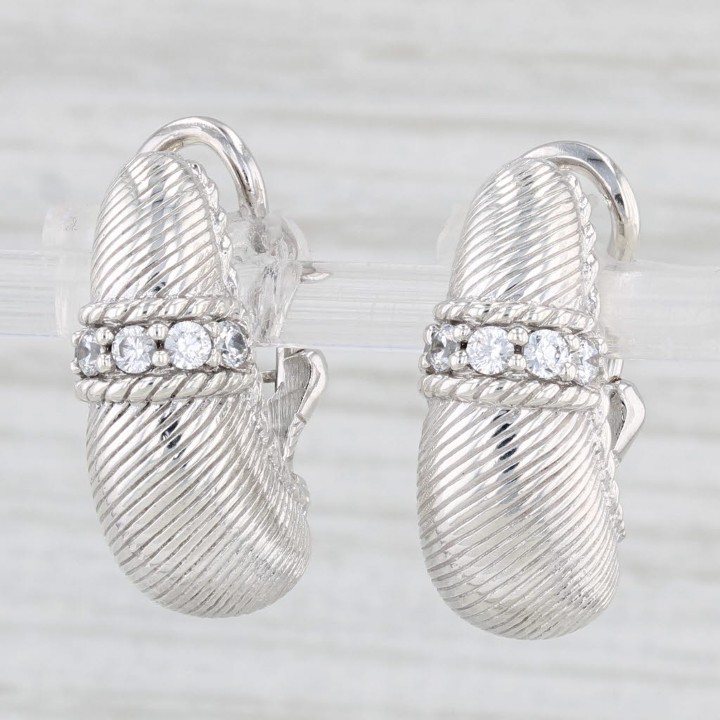 Light Gray 0.30ctw Cubic Zirconia Drop Earrings Sterling Silver Omega Backs Judith Ripka