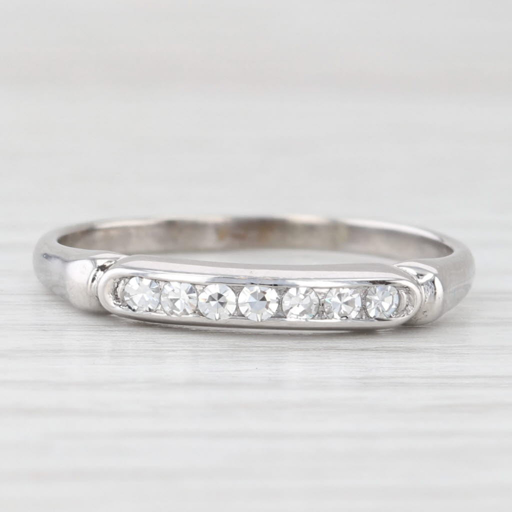 Light Gray Vintage 0.15ctw Diamond Wedding Band 14k White Gold Stackable Size 8.5 Ring