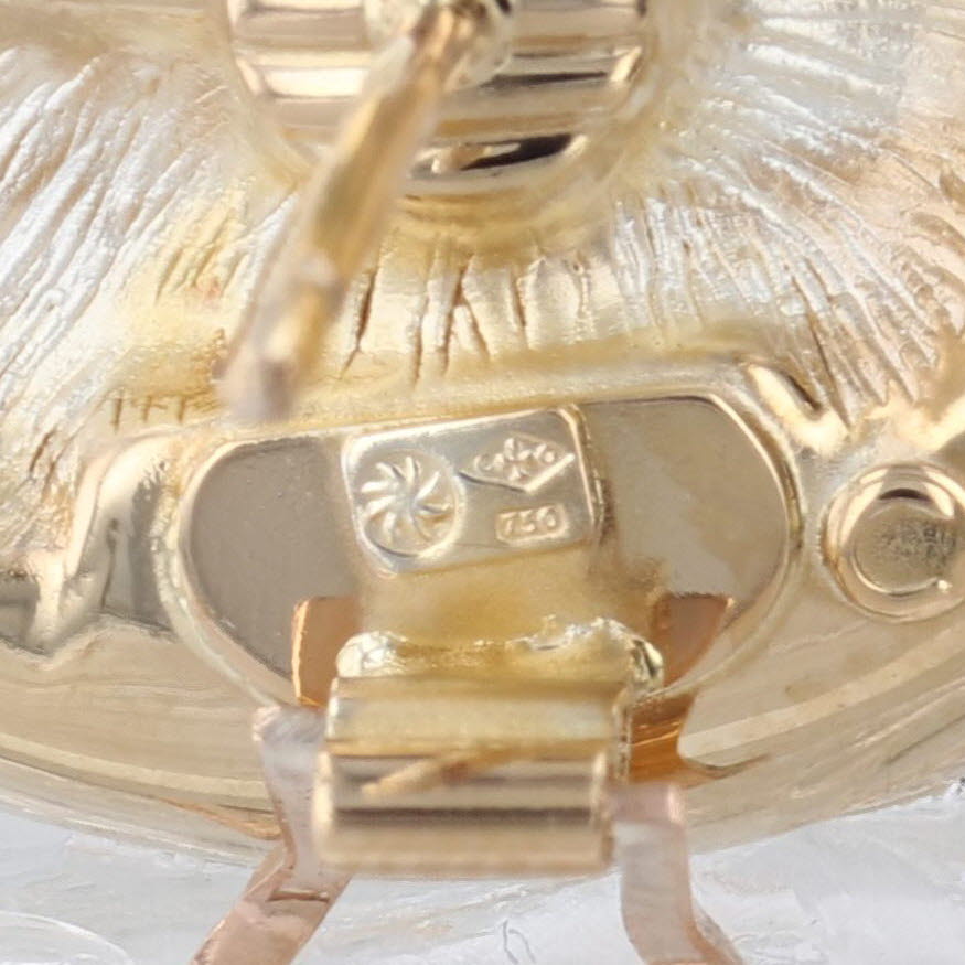 Conch Shell Statement Earrings 18k Yellow Gold Omega Backs Nautical French