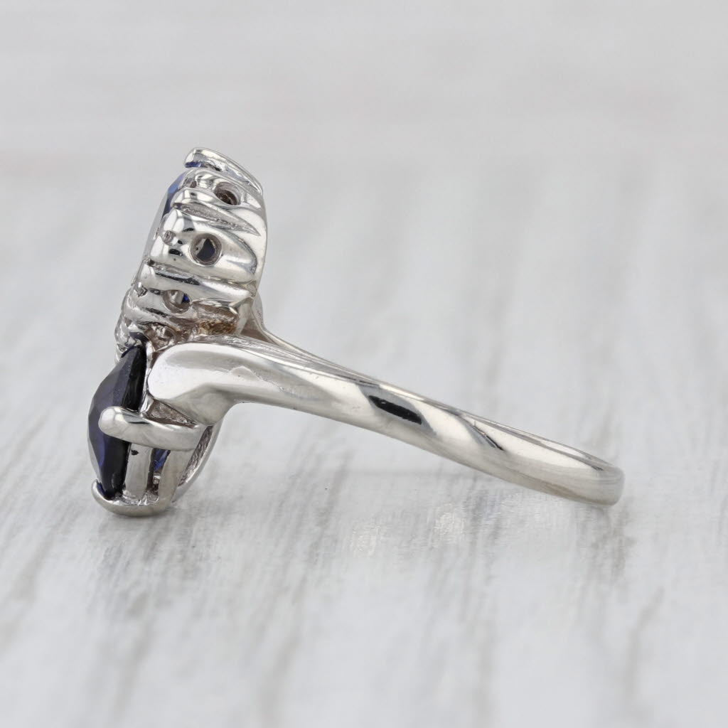 3.18ctw Lab Created Blue Sapphire Spinal Bypass Ring 10k White Gold Size 7.5