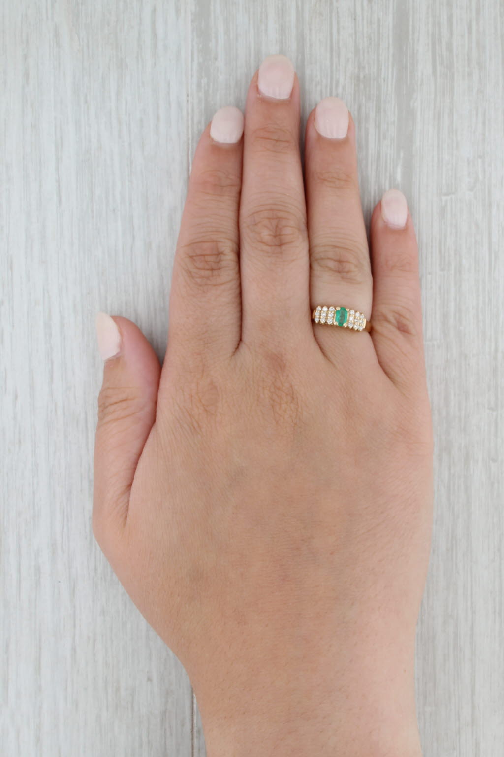 0.43ctw Emerald Diamond Tiered Pyramid Ring 14k Yellow Gold Size 6.5