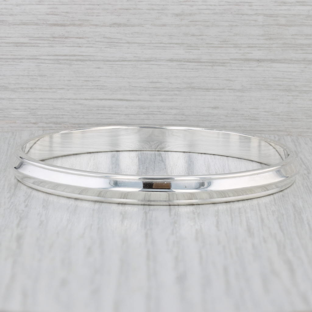 Gray Large Bangle Bracelet Sterling Silver Statement 8.75" 7.3mm