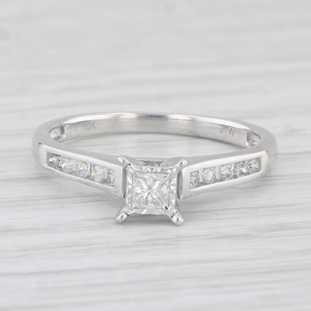 Light Gray 0.33ctw Princess Diamond Engagement Ring 10k White Gold Size 7