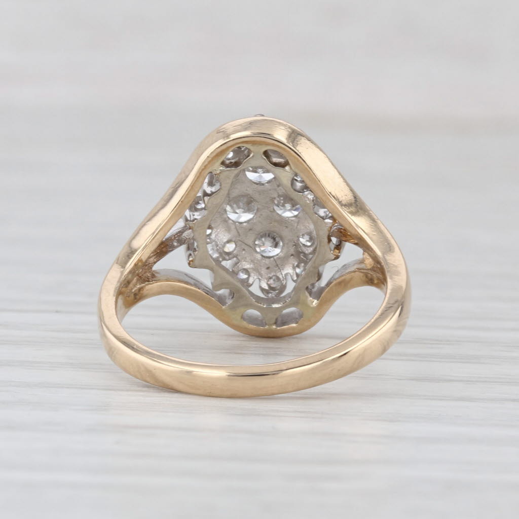0.83ctw Diamond Cluster Ring 14k Yellow Gold Size 6.75 Cocktail