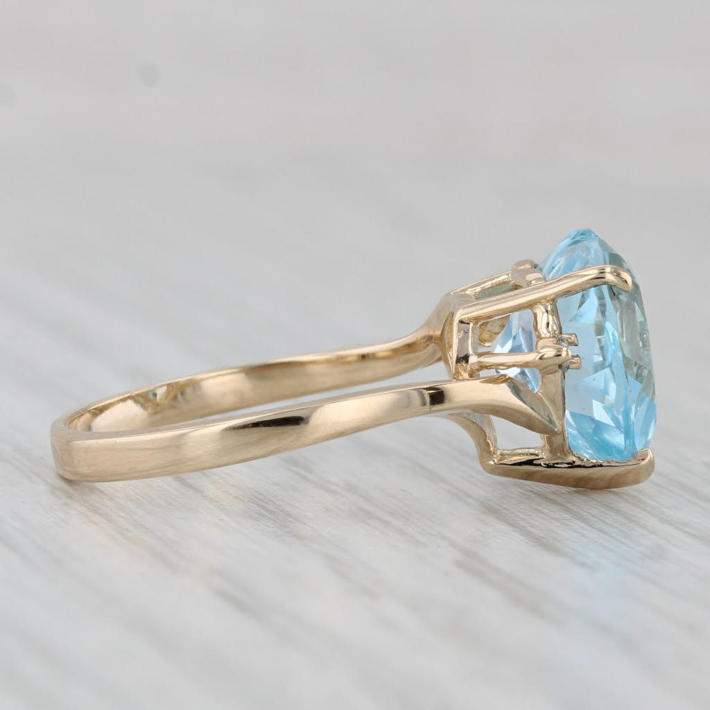 Gray 5.03ctw Blue Topaz Heart Ring 10k Yellow Gold Size 7 Diamond Accents