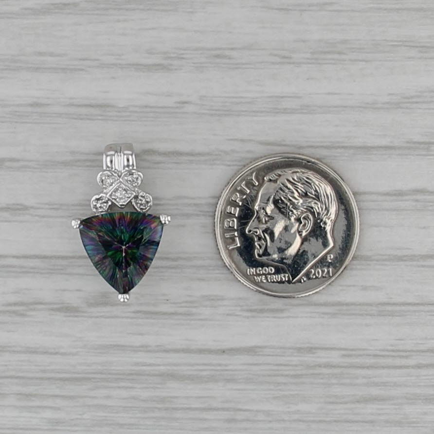 4.04ctw Mystic Topaz Diamond Pendant 14k White Gold Small Drop