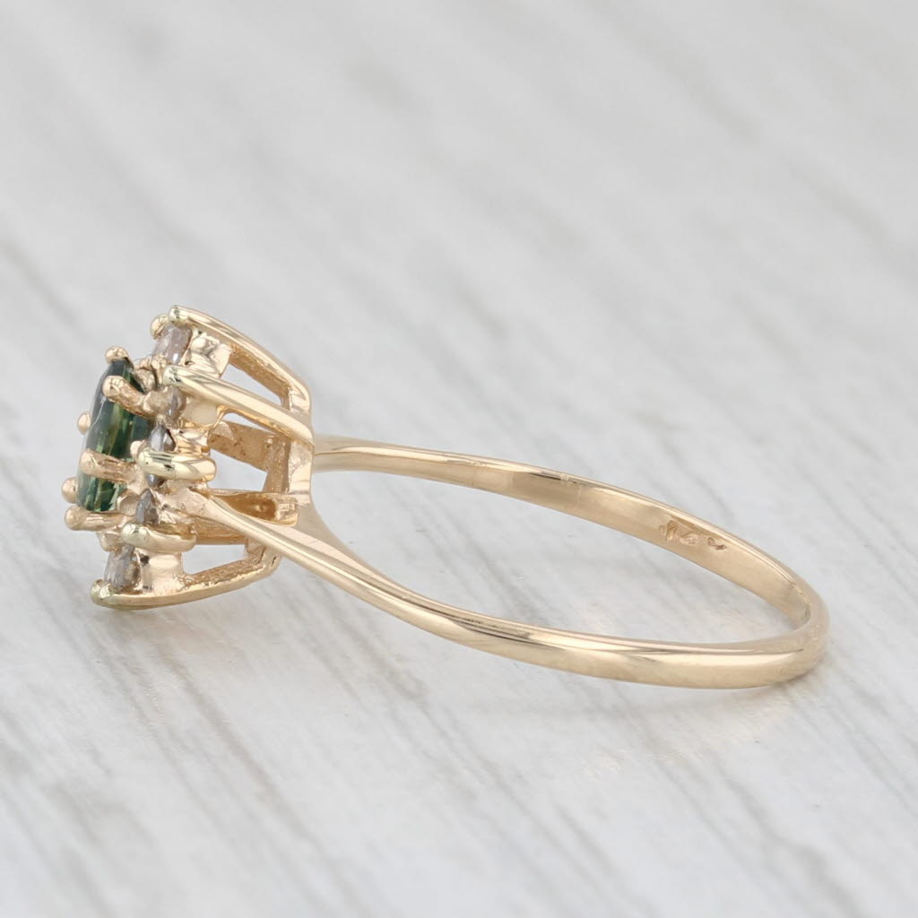 Light Gray 0.42ctw Oval Blue Sapphire Diamond Halo Ring 14k Yellow Gold Size 3.75