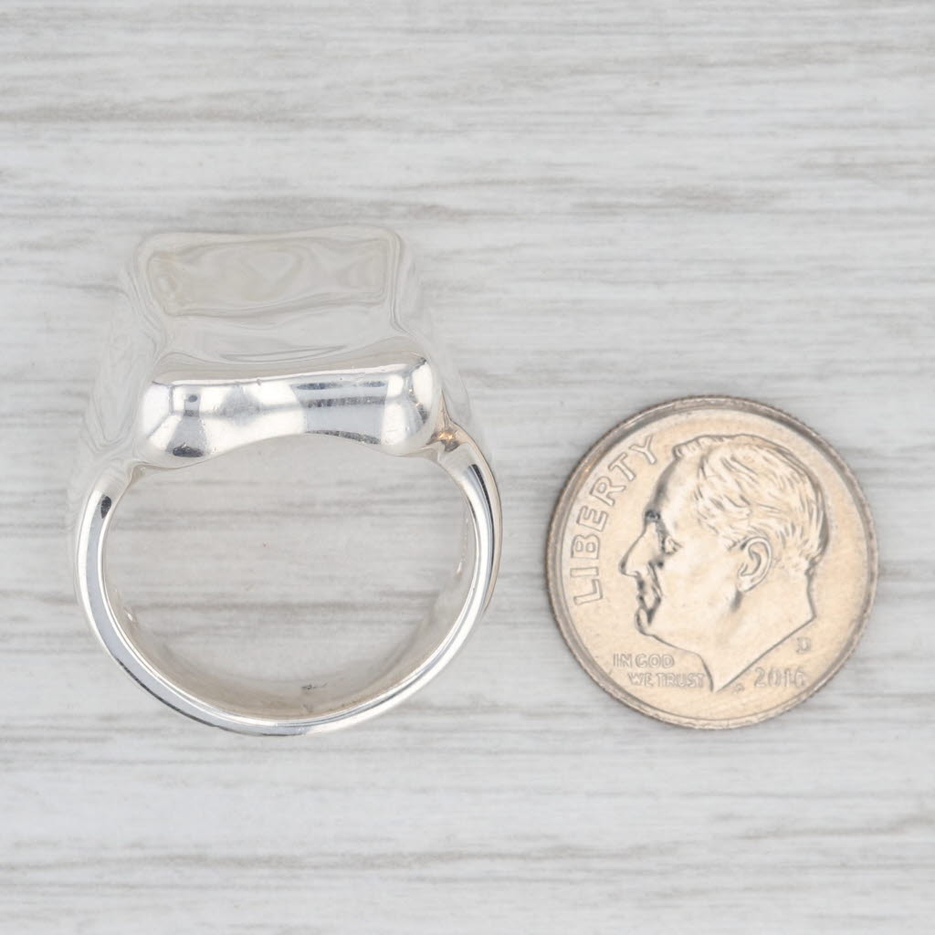 Light Gray Concave Contoured Statement Ring Sterling Silver Size 9