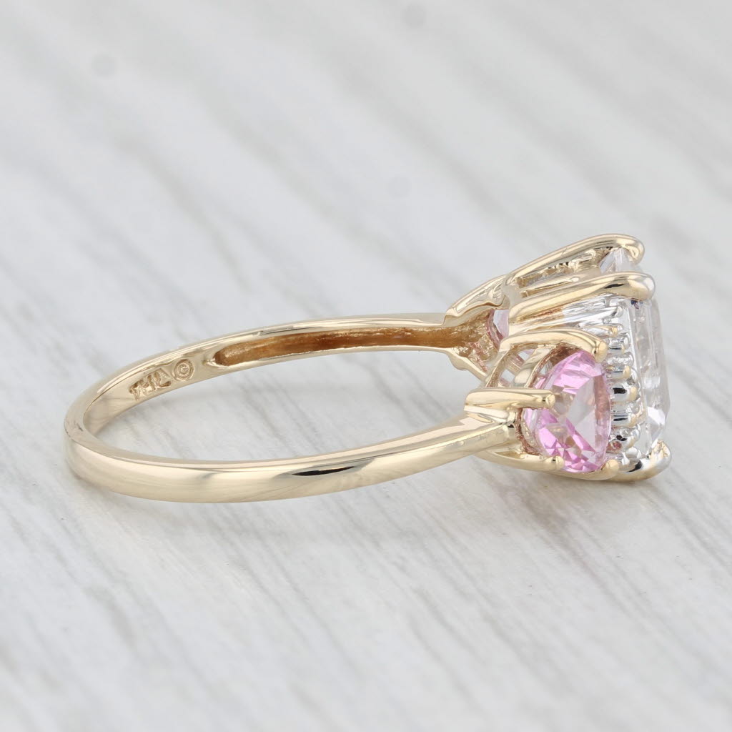 Light Gray 3.12ctw White Topaz Pink Mystic Topaz Ring 10k Yellow Gold Size 7