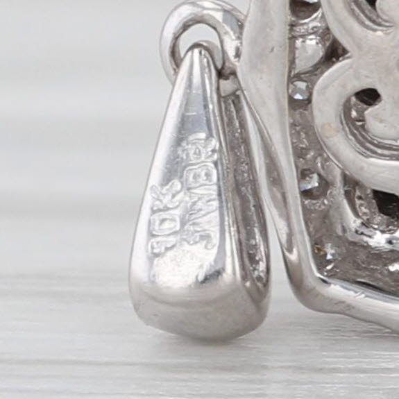 0.35ctw Black White Diamond Pendant 10k White Gold Small Drop