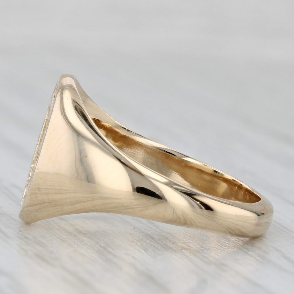 Gray Family Crest Coat of Arms Signet Ring 14k Yellow Gold Size 7.25