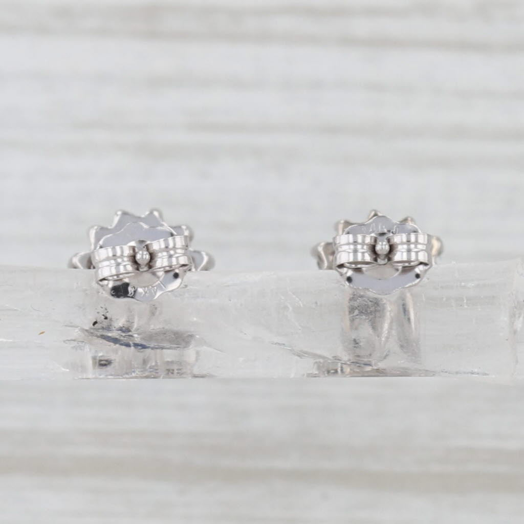 0.75ctw Blue Sapphire Diamond Halo Stud Earrings 14k White Gold Round Studs