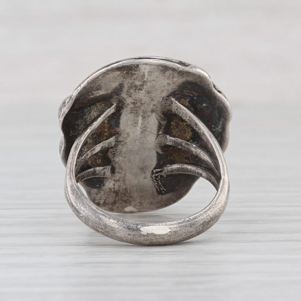 Vintage Native American Turquoise Ring Sterling Silver Size 6.5 Statement