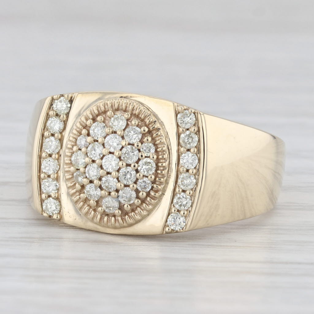 Light Gray 0.42ctw Diamond Cluster Ring 10k Yellow Gold Size 10.25 Men's