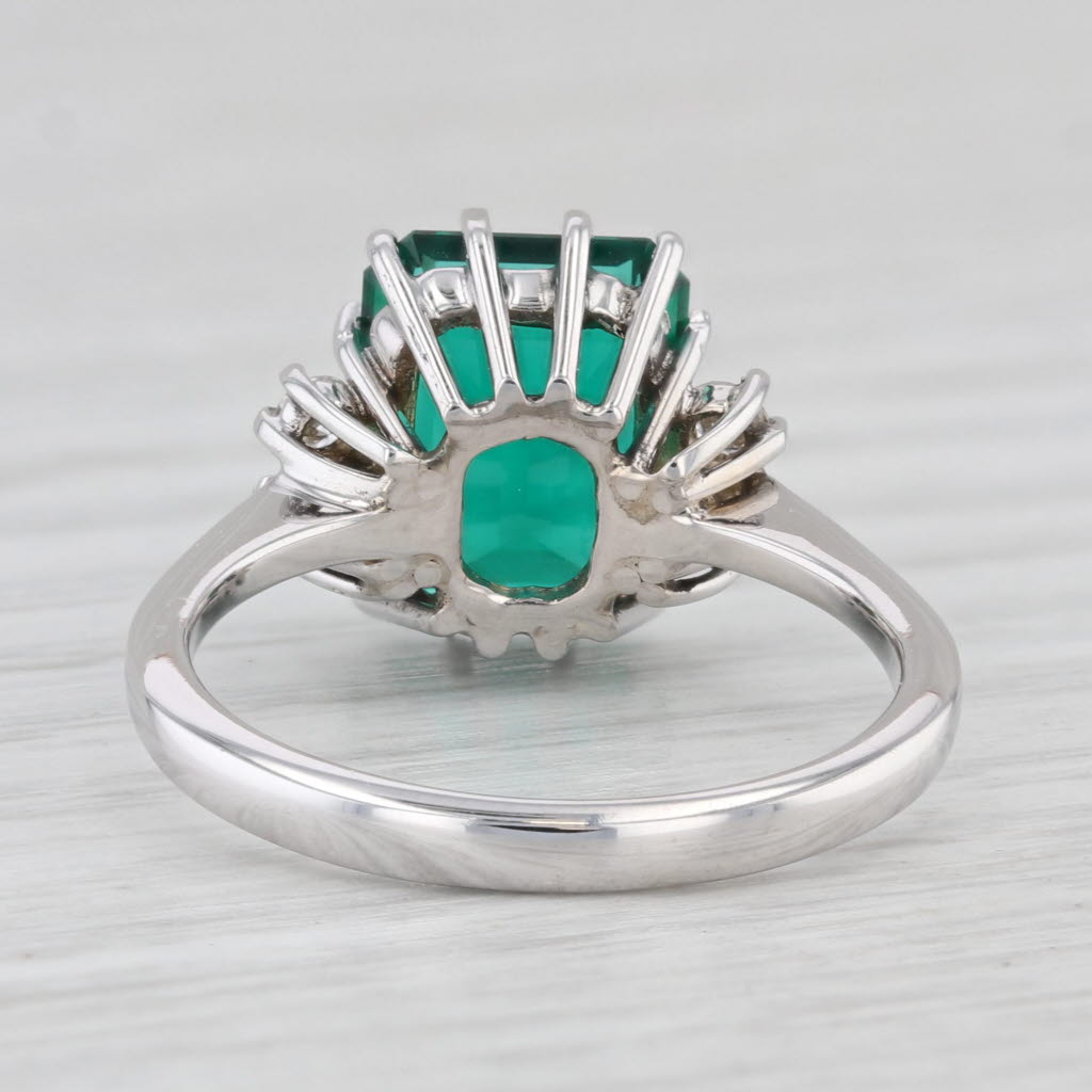 Light Gray 3.32ctw Lab Created Emerald Diamond Halo Ring 14k White Gold Size 6.25